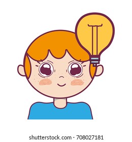 boy with bulb idea and hairstyle design