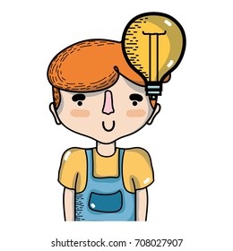 boy with bulb idea and hairstyle design