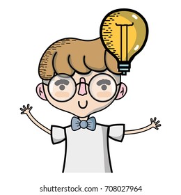 boy with bulb idea and hairstyle design