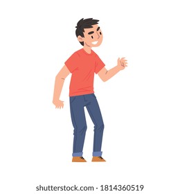Boy Bullying and Mocking at Someone, Hoodlum Child, Bad Child Behavior Cartoon Style Vector Illustration