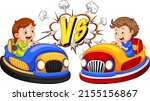 A boy bumper car vs a girl bumper car illustration