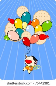 Boy with a bunch of balloons