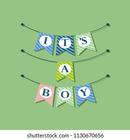 it's a boy buntings garlands, vector illustration