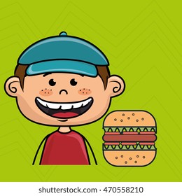 boy burger fast food vector illustration graphic