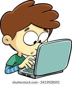 el chico está ocupado escribiendo en su laptop.ai