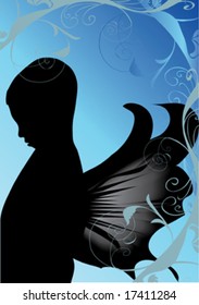 Boy with butterfly wings