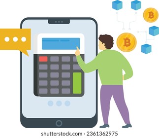 El niño está calculando la cadena de bloqueo de bitcoin en línea.