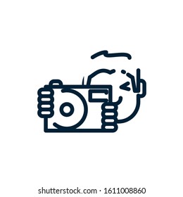 Boy with camera device design, Gadget technology photography equipment digital photo focus and electronic theme Vector illustration
