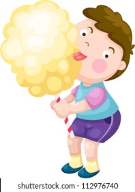 Boy With Candy Floss Vector Illustration On A White Background