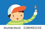Boy in a cap holding a burning match