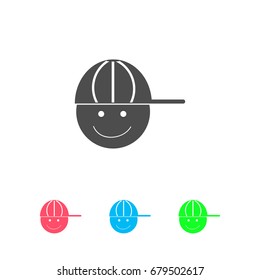 Boy with cap icon flat. Color pictogram on white background. Vector illustration symbol and bonus icons