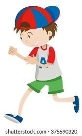 Boy with a cap walking illustration