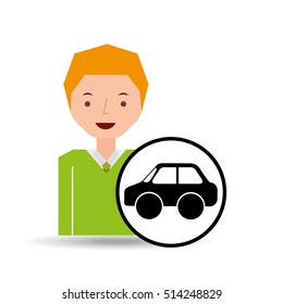 boy car sedan cartoon icon design vector illustration eps 10