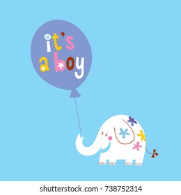 it's a boy - card with cute elephant