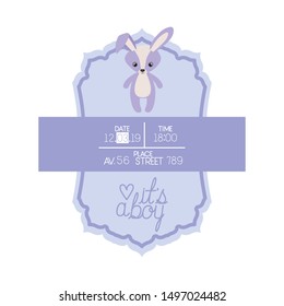 its a boy card with cute rabbit