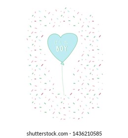 It's a boy card design with confetti in the background, Baby shower for baby boy decoration 