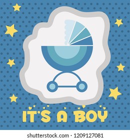 it's a boy card, vector illustration