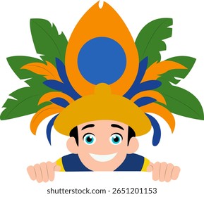 Boy Carnival Costume Head Peek, happy Brazil Carnival