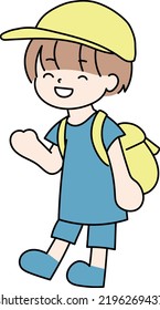 Un niño llevando una mochila haciendo una excursión
