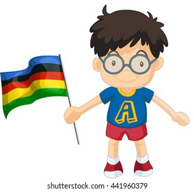 Boy carrying flag for sport event illustration