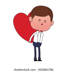 Boy carrying heart