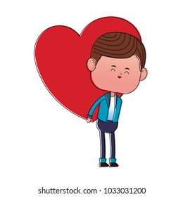 Boy carrying heart