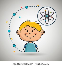 boy cartoon atom icon vector illustration design