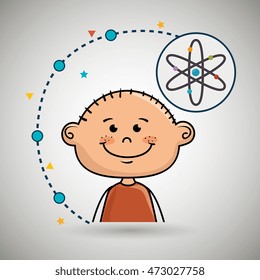 boy cartoon atom icon vector illustration design