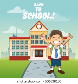 Boy cartoon of back to school design