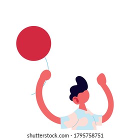 boy cartoon with balloon design, Kid childhood little people lifestyle casual person cheerful and cute theme Vector illustration