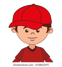 boy cartoon baseball bat isolated