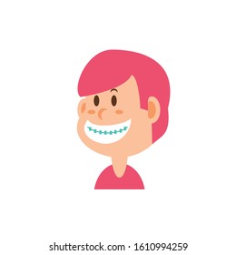 boy cartoon with brackets design, Kid childhood little people lifestyle casual person cheerful and cute theme Vector illustration
