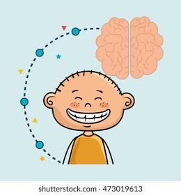 boy cartoon brain idea vector illustration design