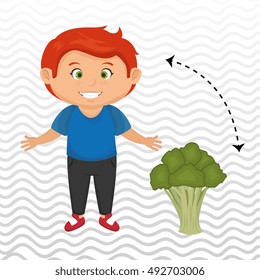 boy cartoon broccoli vegetable