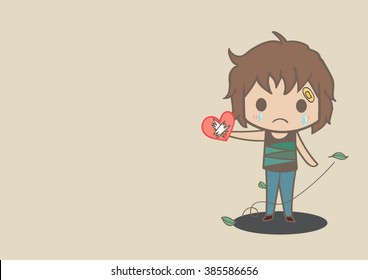 boy cartoon broken heart