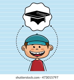boy cartoon cap icon vector illustration design