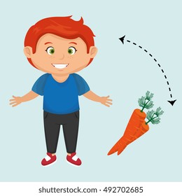 boy cartoon carrot vegetable organic