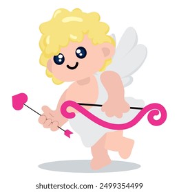 Boy cartoon character Cupido angel Vector illustration