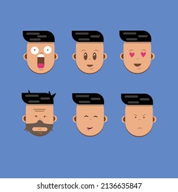 Boy Cartoon Character Expressions. Face Emotional.