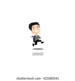 Boy Cartoon Character. Flat Vector