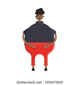 Boy cartoon character. The man in the red pants. Big character. Vector illustration. EPS10.