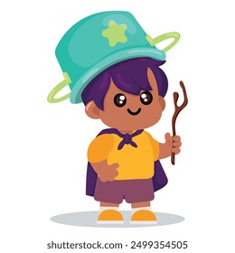 Ilustración vectorial de personaje de dibujos animados de niño