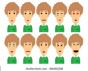 Boy Cartoon Character Vector Set. Isolated. Illustration