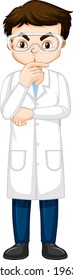 A boy cartoon character wearing laboratory coat illustration