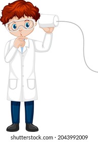 A boy cartoon character wearing laboratory coat illustration