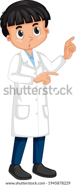 Boy Cartoon Character Wearing Laboratory Coat Stock Vector Royalty Free 1945878229 3834