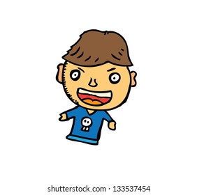 boy cartoon for comic with white background