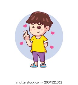 boy cartoon with cute pose