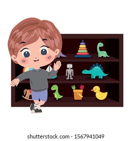 Boy cartoon design, Toys childhood play fun kid game gift and object theme Vector illustration