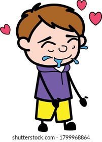 Boy Cartoon Drooling In Love Character Design Illustration